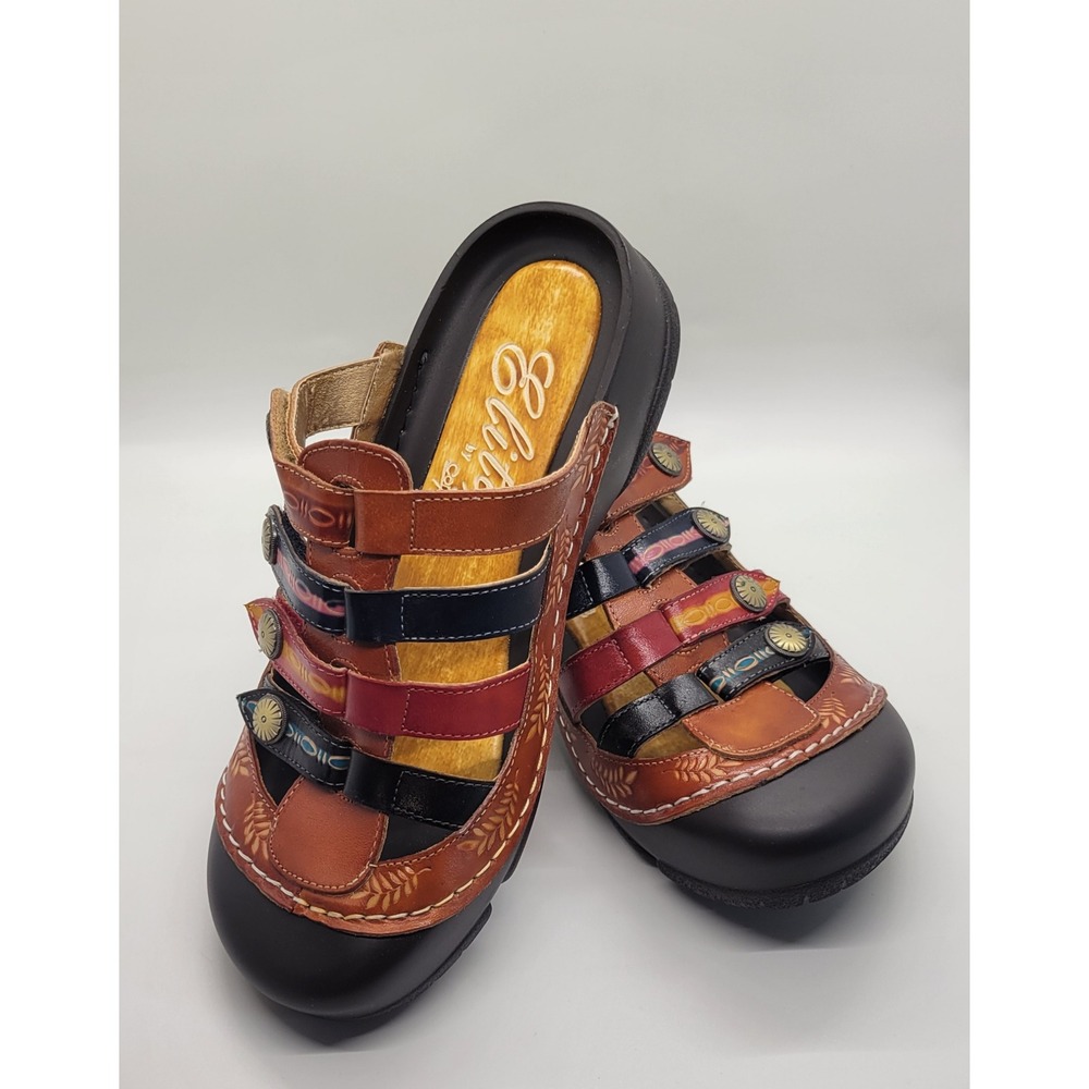 Elite by Corkys Heidi Leather Clog Sandal Women 7 Boho Comfy Vibrant Multicolor - Picture 14 of 16